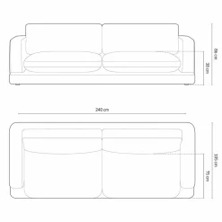 Canapé en Velours Daphne 4 Places Beige Clair - 240x105x86 cm-Mazzini Sofas Hot
