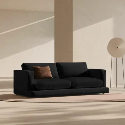 Mazzini Sofas Canapés^Canapé en Velours Daphne 3 Places Noir - 210x105x86 cm