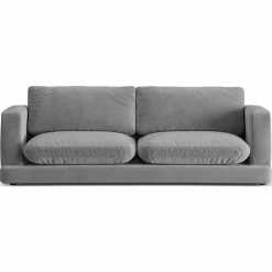 Canapé en Velours Daphne 3 Places Gris Clair - 210x105x86 cm-Mazzini Sofas New