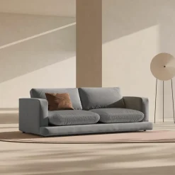 Canapé en Velours Daphne 3 Places Gris Clair - 210x105x86 cm-Mazzini Sofas New