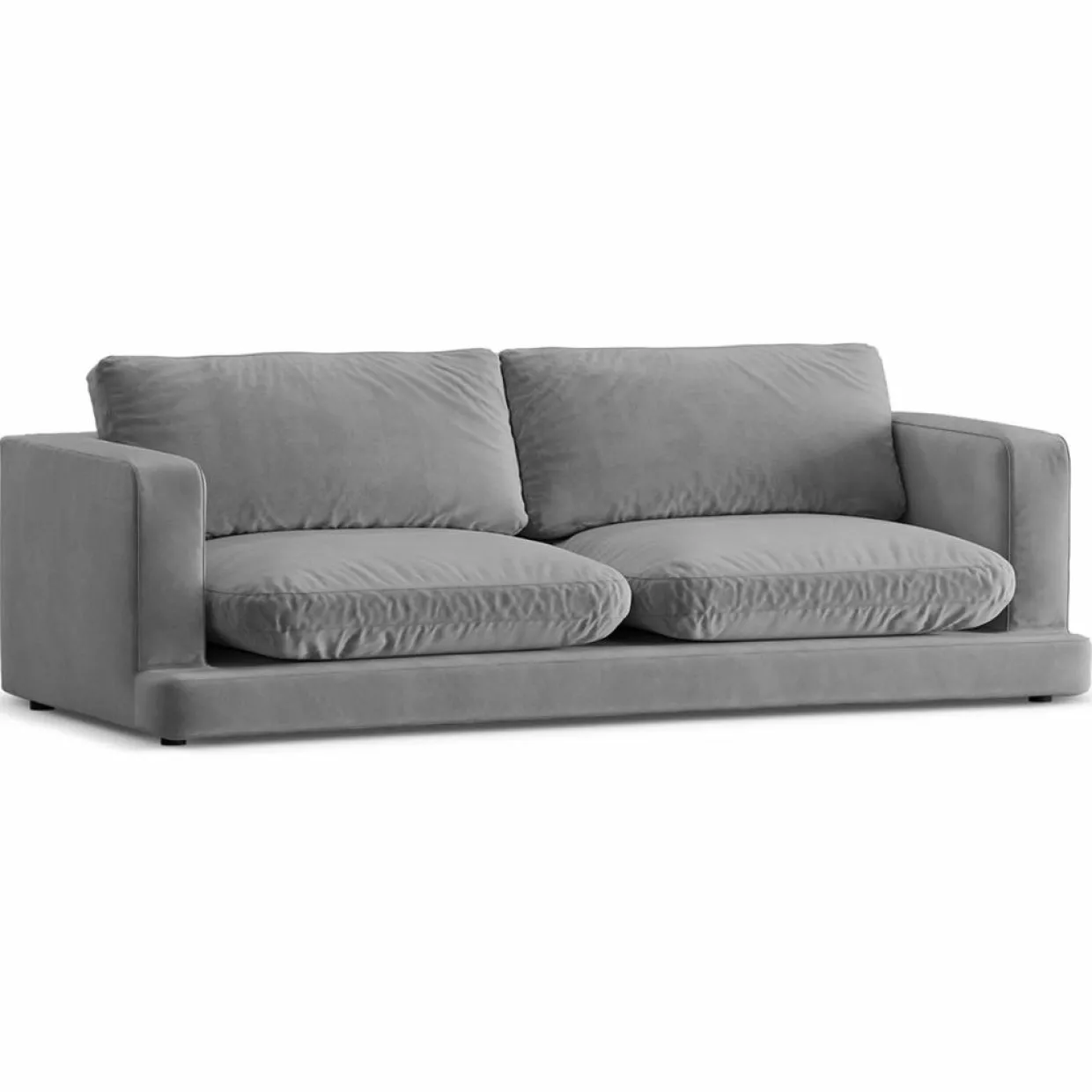 Canapé en Velours Daphne 3 Places Gris Clair - 210x105x86 cm-Mazzini Sofas New