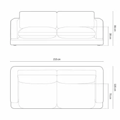 Canapé en Velours Daphne 3 Places Gris Clair - 210x105x86 cm-Mazzini Sofas New