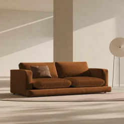 Canapé en Velours Daphne 4 Places Terracotta - 240x105x86 cm-Mazzini Sofas