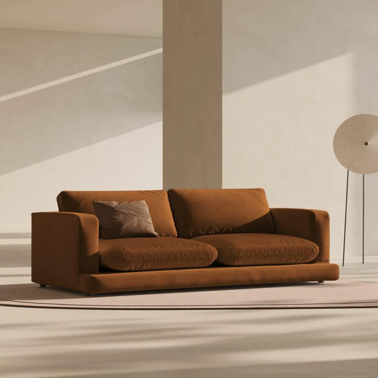Canapé en Velours Daphne 4 Places Terracotta - 240x105x86 cm-Mazzini Sofas