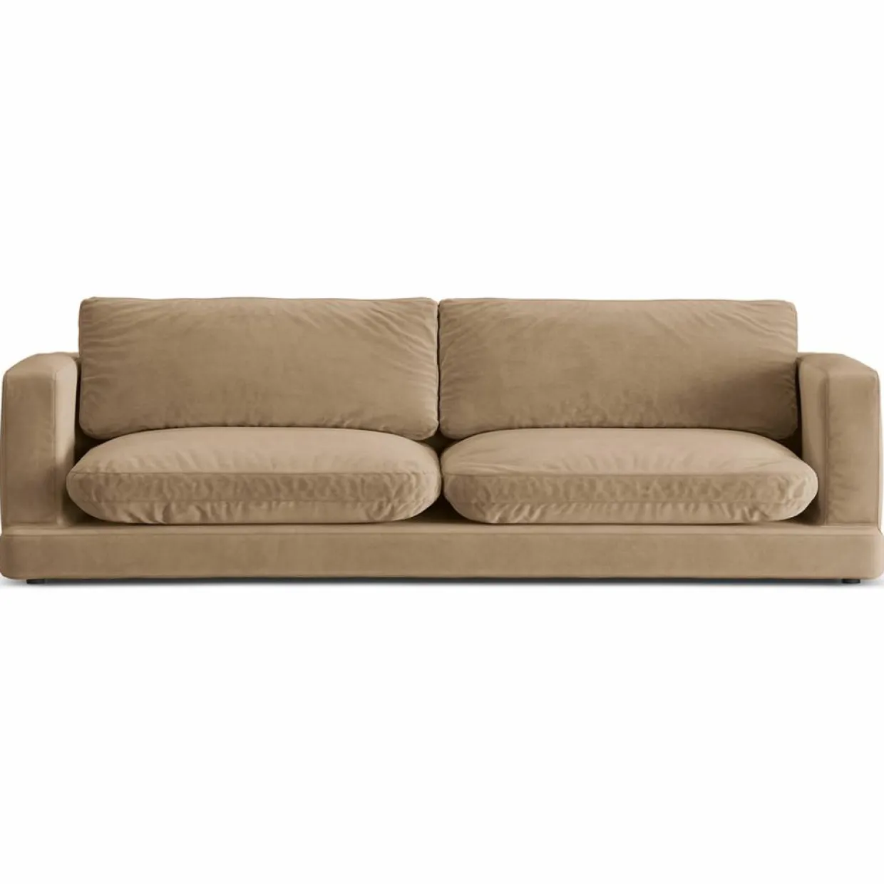 Canapé en Velours Daphne 4 Places Beige Foncé - 240x105x86 cm-Mazzini Sofas Sale