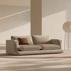 Canapé en Velours Daphne 4 Places Beige Foncé - 240x105x86 cm-Mazzini Sofas Sale