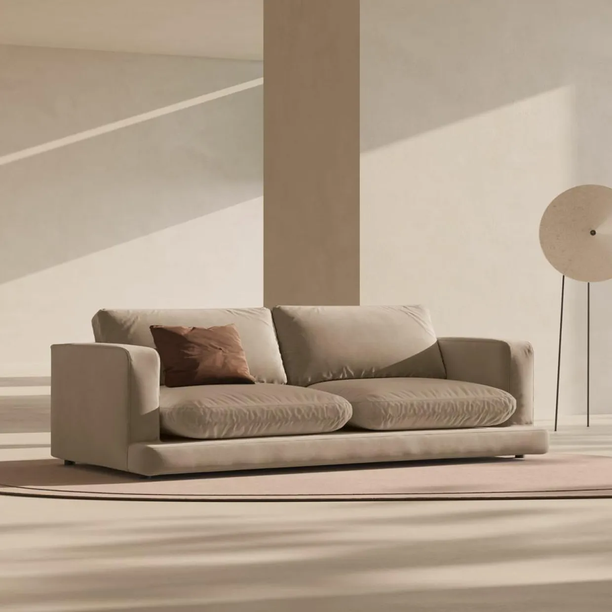 Canapé en Velours Daphne 4 Places Beige Foncé - 240x105x86 cm-Mazzini Sofas Sale