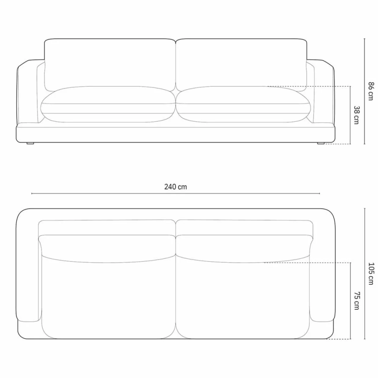 Canapé en Velours Daphne 4 Places Beige Foncé - 240x105x86 cm-Mazzini Sofas Sale