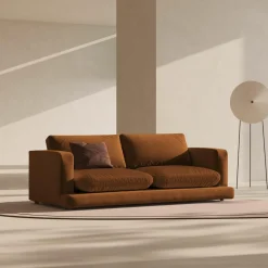 Canapé en Velours Daphne 3 Places Terracotta - 210x105x86 cm-Mazzini Sofas Clearance