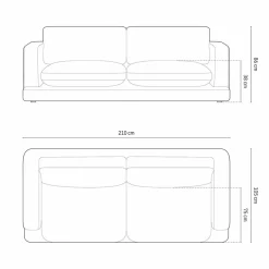 Canapé en Velours Daphne 3 Places Terracotta - 210x105x86 cm-Mazzini Sofas Clearance