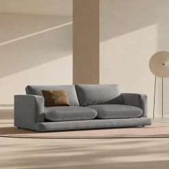Mazzini Sofas Canapés^Canapé en Velours Daphne 4 Places Gris Clair - 240x105x86 cm