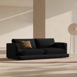 Canapé en Velours Daphne 4 Places Noir - 240x105x86 cm-Mazzini Sofas