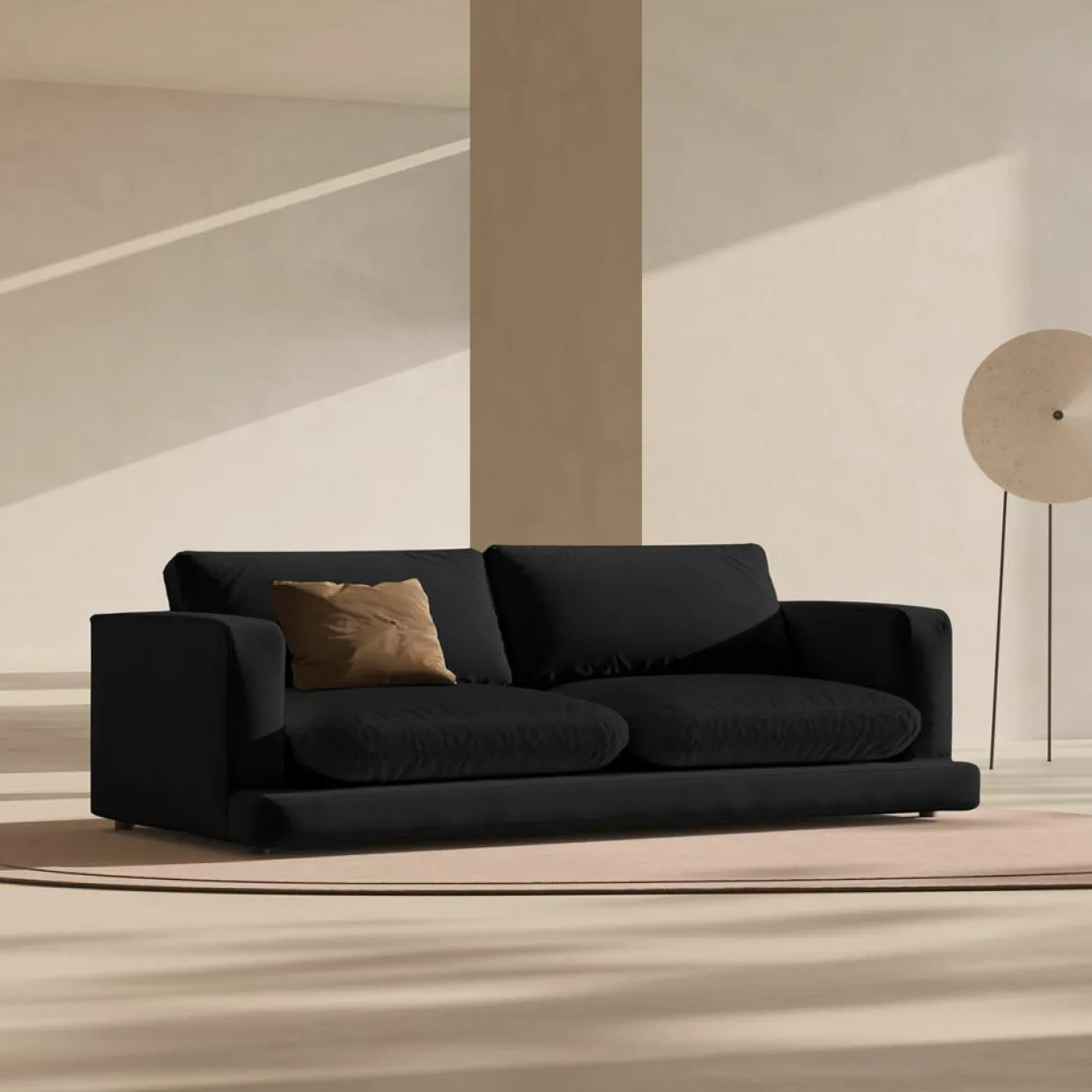 Canapé en Velours Daphne 4 Places Noir - 240x105x86 cm-Mazzini Sofas