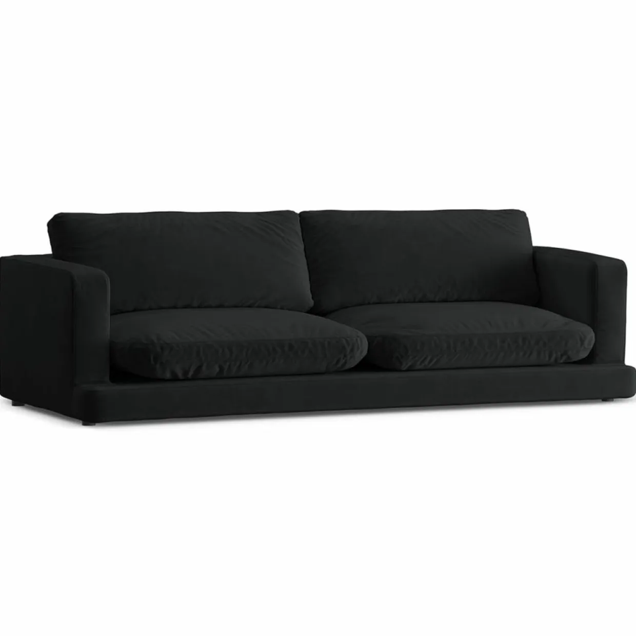 Canapé en Velours Daphne 4 Places Noir - 240x105x86 cm-Mazzini Sofas