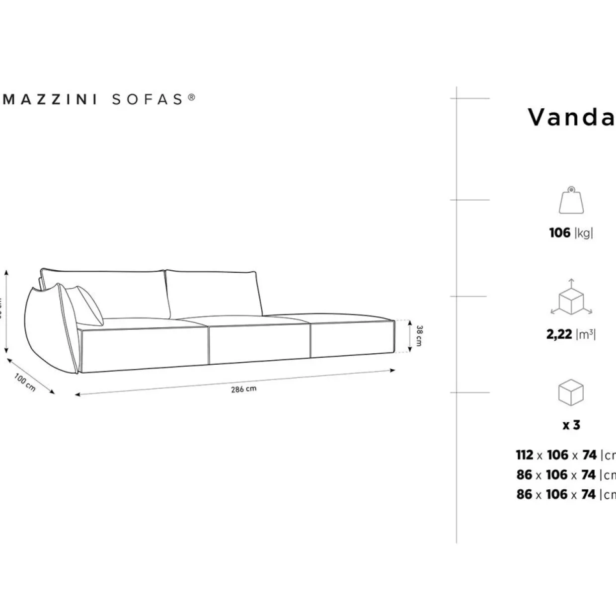 Canapé gauche Vanda 4 Places vert bouteille - 286x100x85 cm-Mazzini Sofas