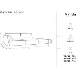 Mazzini Sofas Canapés^Canapé gauche Vanda 4 Places beige clair - 286x100x85 cm