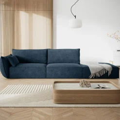 Canapé gauche Vanda 4 Places bleu roi - 286x100x85 cm-Mazzini Sofas Online