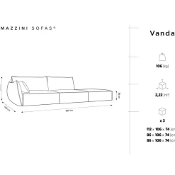 Mazzini Sofas Canapés^Canapé gauche Vanda 4 Places gris - 286x100x85 cm