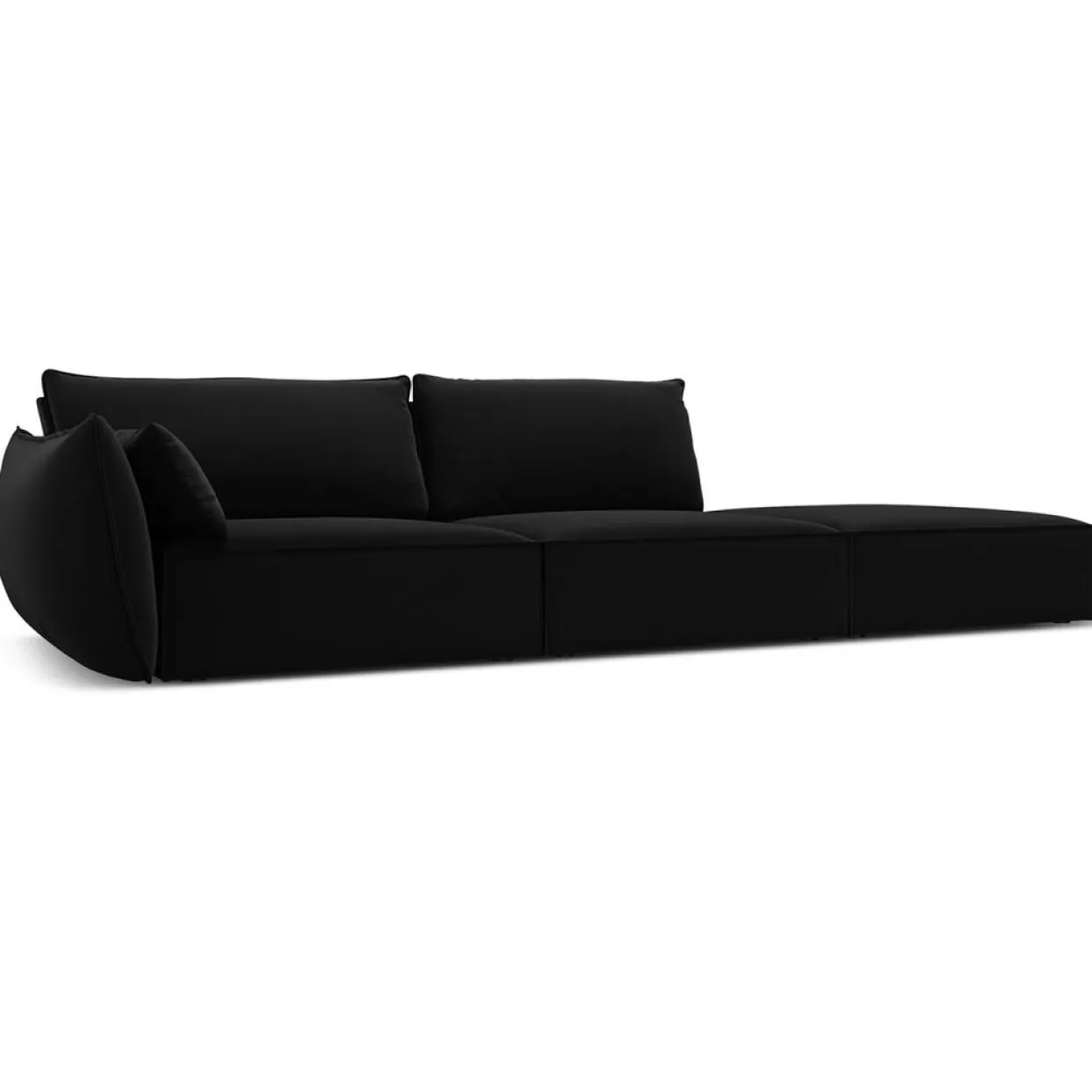 Mazzini Sofas Canapés^Canapé gauche Velours Vanda 4 Places noir - 286x100x85 cm