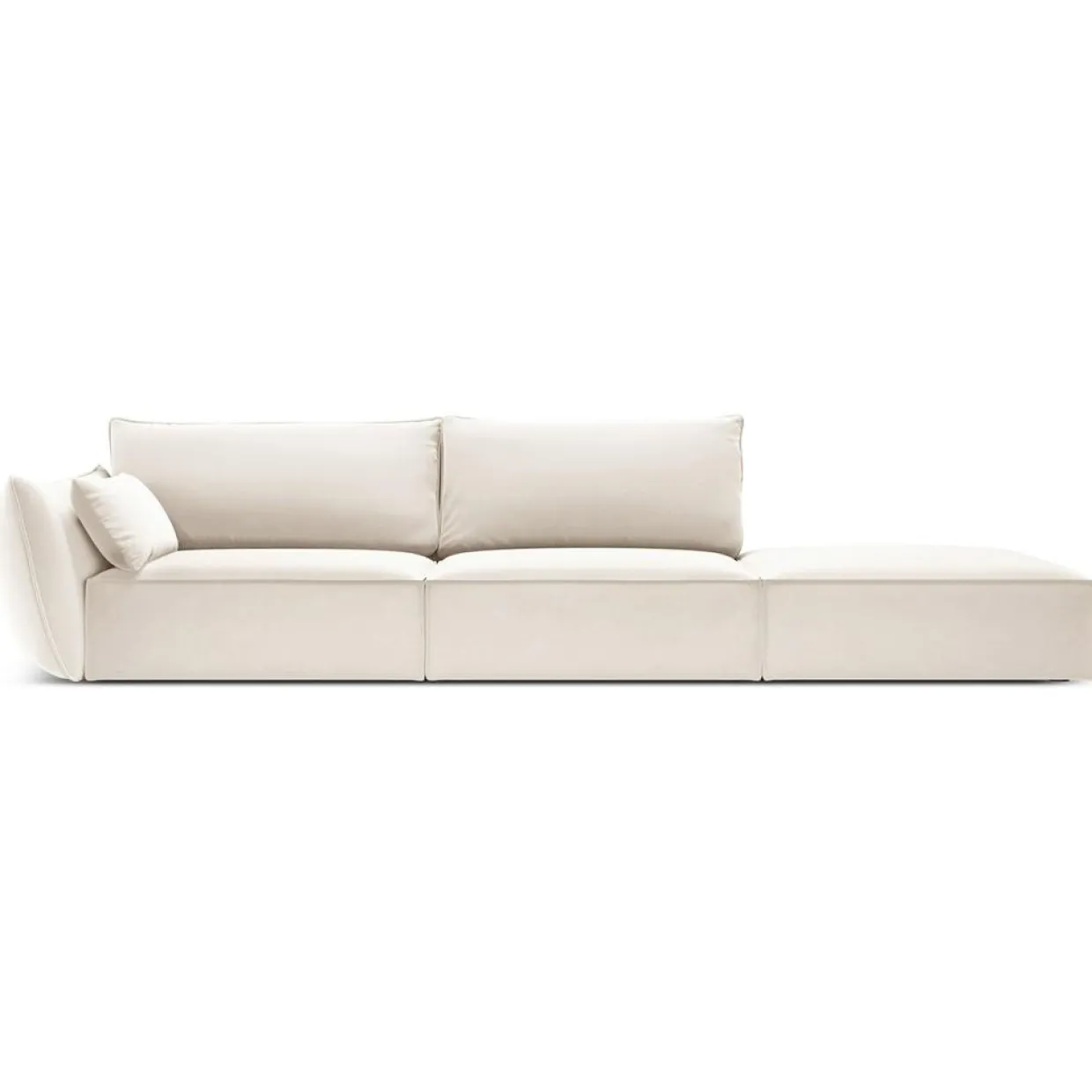 Canapé gauche Velours Vanda 4 Places beige clair - 286x100x85 cm-Mazzini Sofas Sale