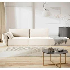 Canapé gauche Velours Vanda 4 Places beige clair - 286x100x85 cm-Mazzini Sofas Sale
