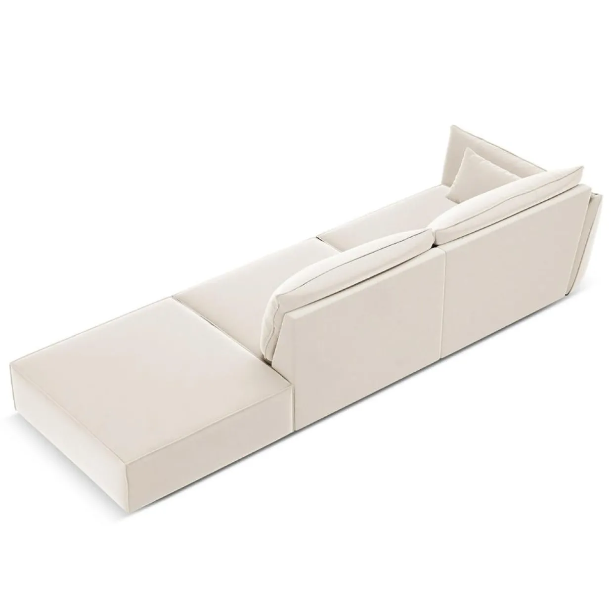 Canapé gauche Velours Vanda 4 Places beige clair - 286x100x85 cm-Mazzini Sofas Sale