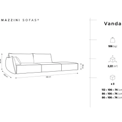Canapé gauche Velours Vanda 4 Places beige clair - 286x100x85 cm-Mazzini Sofas Sale