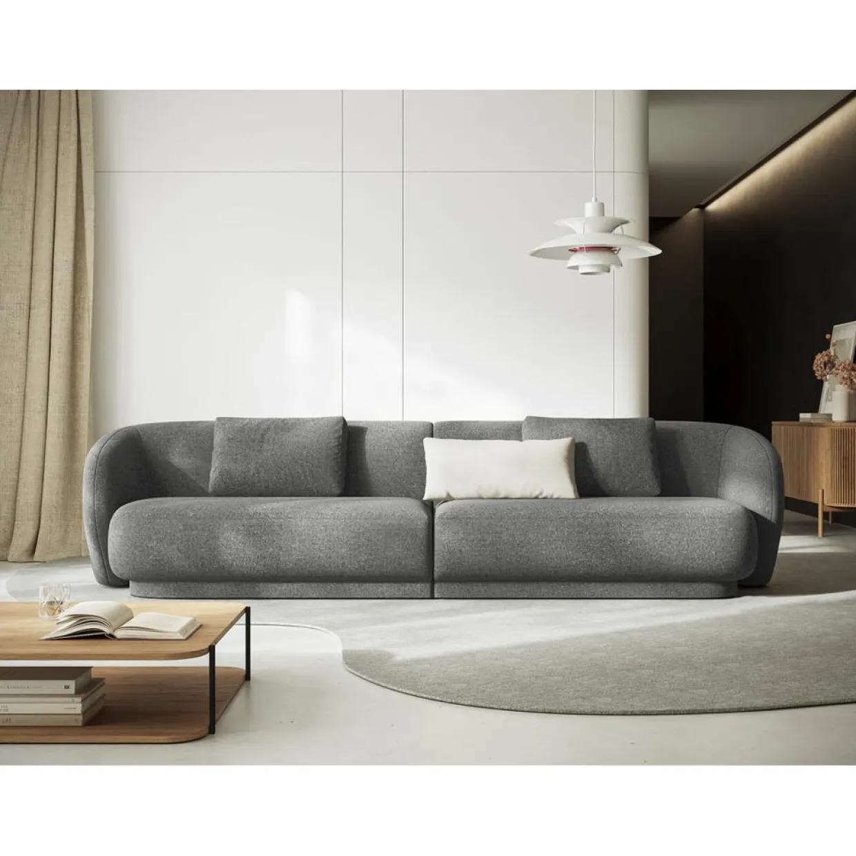 Canapé Linden Chenille 4 Places gris foncé - 304x102x72 cm-Mazzini Sofas Online