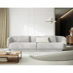 Canapé Linden Chenille 4 Places argenté chiné - 304x102x72 cm-Mazzini Sofas Outlet