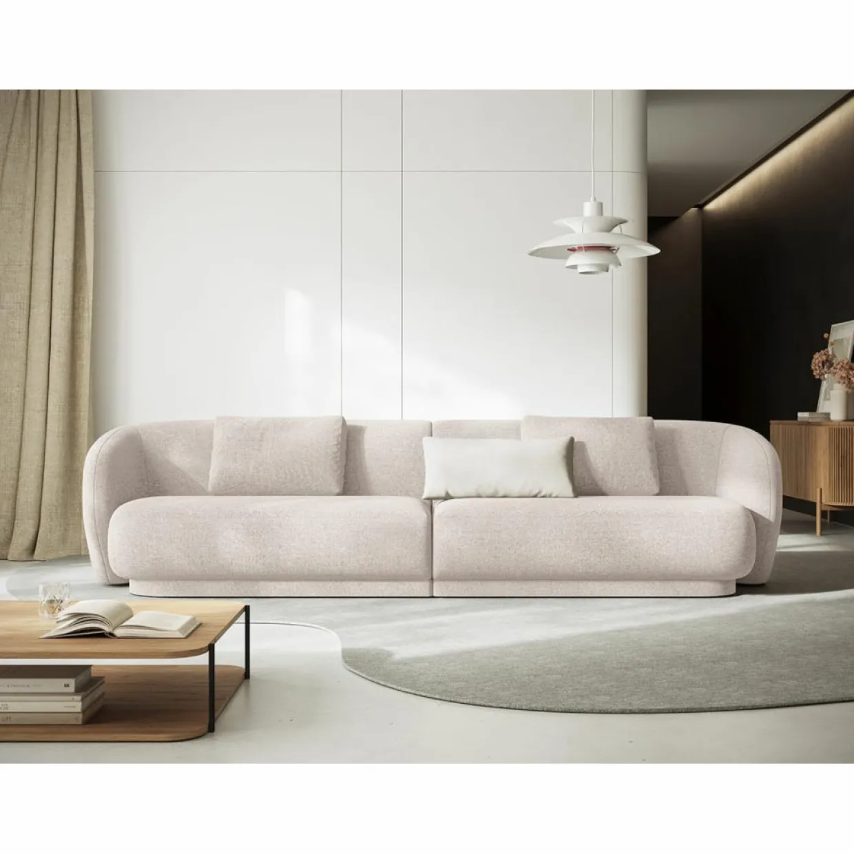Canapé Linden Chenille 4 Places beige - 304x102x72 cm-Mazzini Sofas Outlet