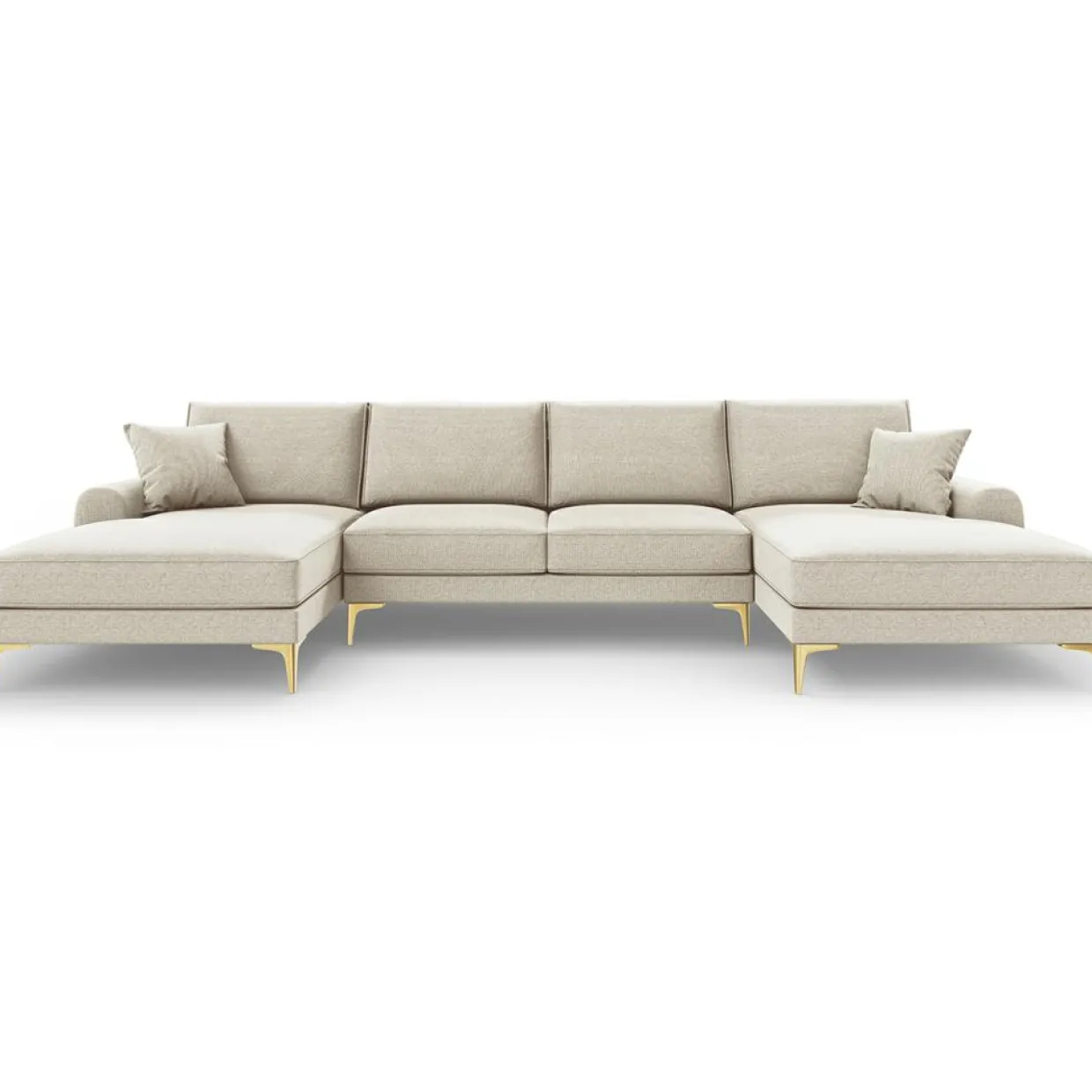 Canapé Panoramique 6 places Madara beige clair - 334x182x90 cm-Mazzini Sofas Outlet