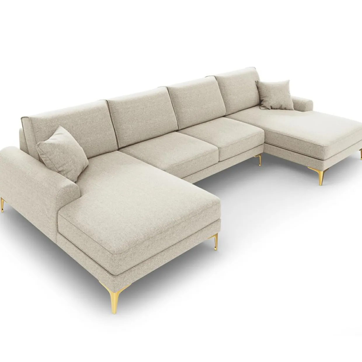 Canapé Panoramique 6 places Madara beige clair - 334x182x90 cm-Mazzini Sofas Outlet