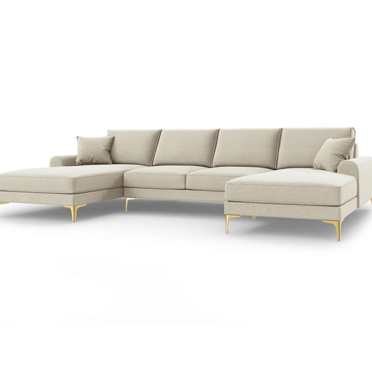 Canapé Panoramique 6 places Madara beige clair - 334x182x90 cm-Mazzini Sofas Outlet