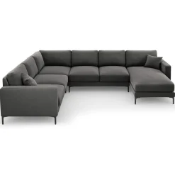 Canapé Panoramique gauche Velours Venus 6 Places gris - 326x236x90 cm-Mazzini Sofas Sale