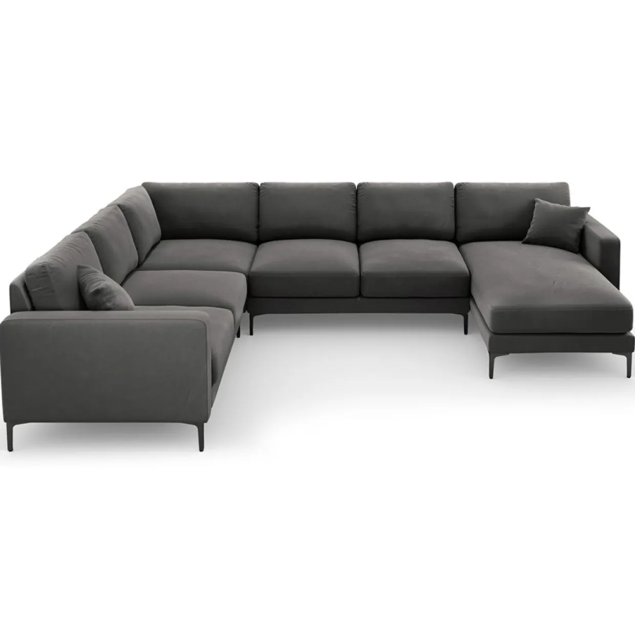 Canapé Panoramique gauche Velours Venus 6 Places gris - 326x236x90 cm-Mazzini Sofas Sale