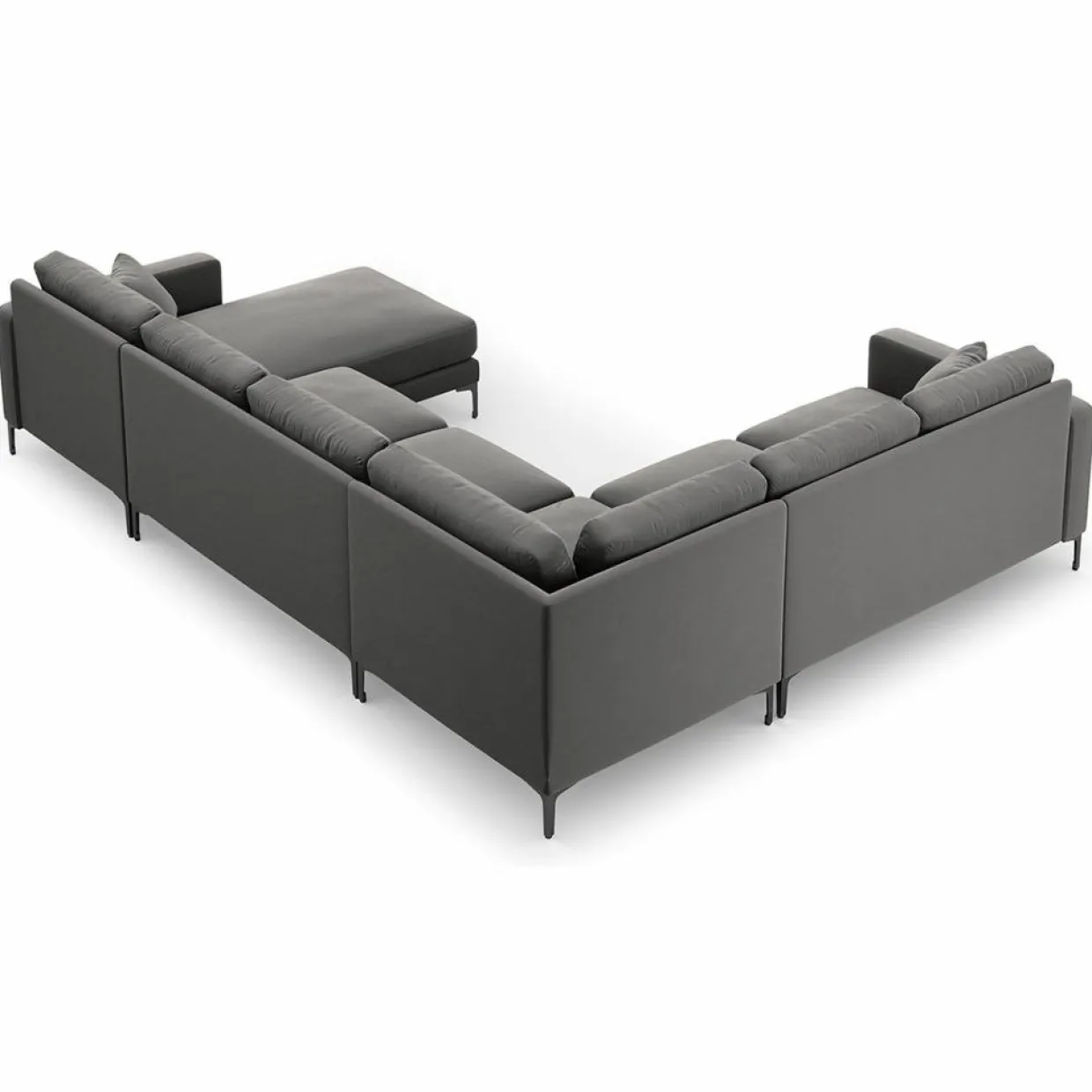 Canapé Panoramique gauche Velours Venus 6 Places gris - 326x236x90 cm-Mazzini Sofas Sale