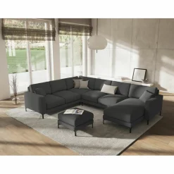 Canapé Panoramique gauche Venus 6 Places gris foncé - 326x236x90 cm-Mazzini Sofas Clearance
