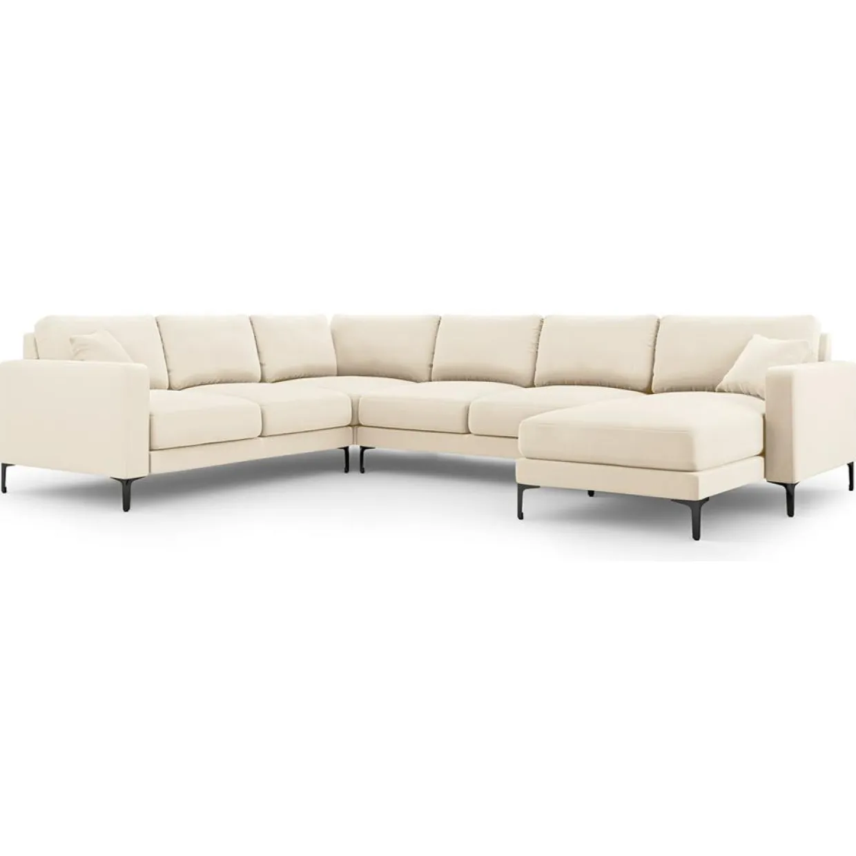 Mazzini Sofas Canapés^Canapé Panoramique gauche Velours Venus 6 Places beige clair - 326x236x90 cm