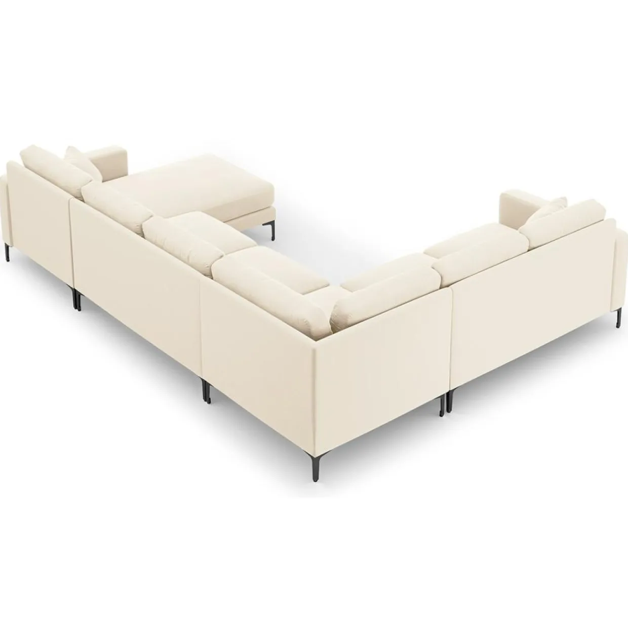 Mazzini Sofas Canapés^Canapé Panoramique gauche Velours Venus 6 Places beige clair - 326x236x90 cm