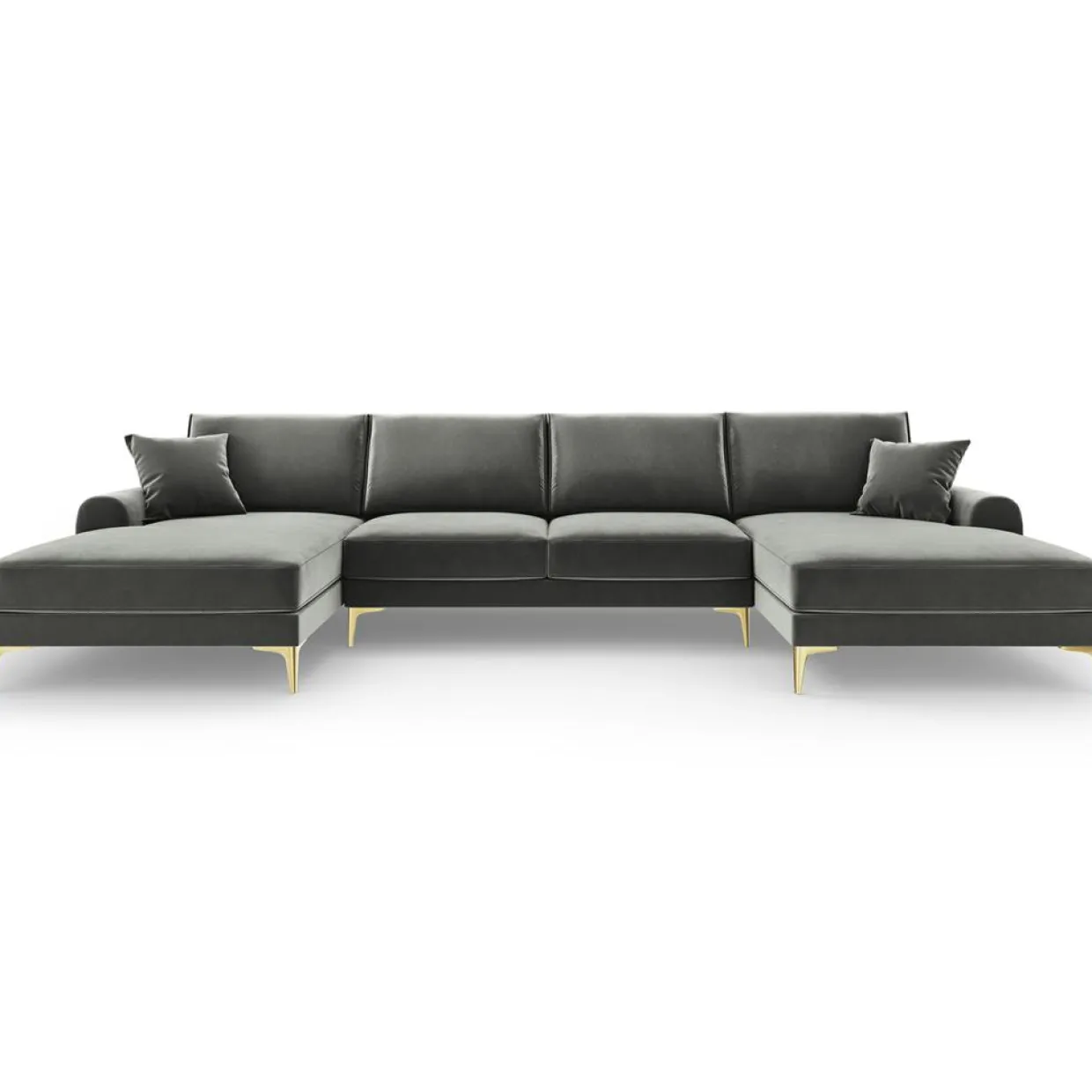 Mazzini Sofas Canapés^Canapé Panoramique Velvet 6 places Madara gris - 334x182x90 cm