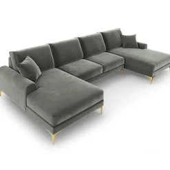 Mazzini Sofas Canapés^Canapé Panoramique Velvet 6 places Madara gris - 334x182x90 cm