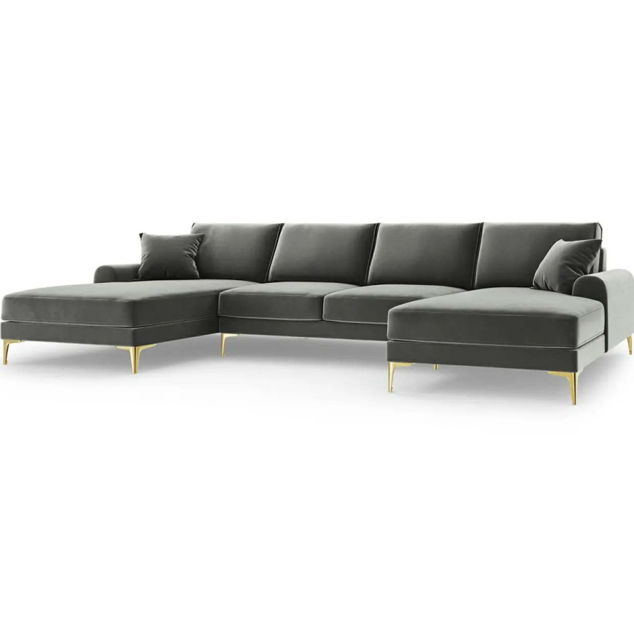Mazzini Sofas Canapés^Canapé Panoramique Velvet 6 places Madara gris - 334x182x90 cm