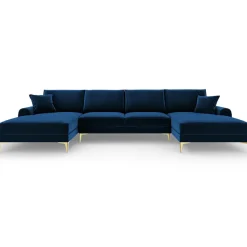 Canapé Panoramique Velvet 6 places Madara bleu roi - 334x182x90 cm-Mazzini Sofas Hot