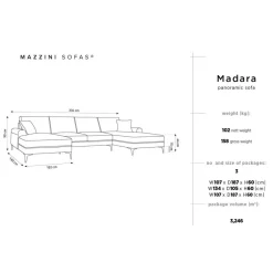 Mazzini Sofas Canapés^Canapé Panoramique Velvet 6 places Madara beige - 334x182x90 cm