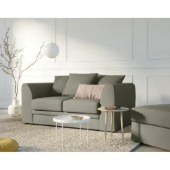 Mazzini Sofas Canapés^Canapé Quince Velours côtelé 2 Places gris clair - 150x92x80 cm