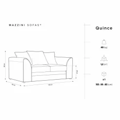 Mazzini Sofas Canapés^Canapé Quince Velours côtelé 2 Places gris clair - 150x92x80 cm