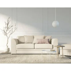 Canapé Quince Velours côtelé 3 Places beige clair - 182x92x80 cm-Mazzini Sofas Clearance