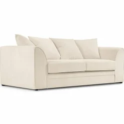 Canapé Quince Velours côtelé 3 Places beige clair - 182x92x80 cm-Mazzini Sofas Clearance