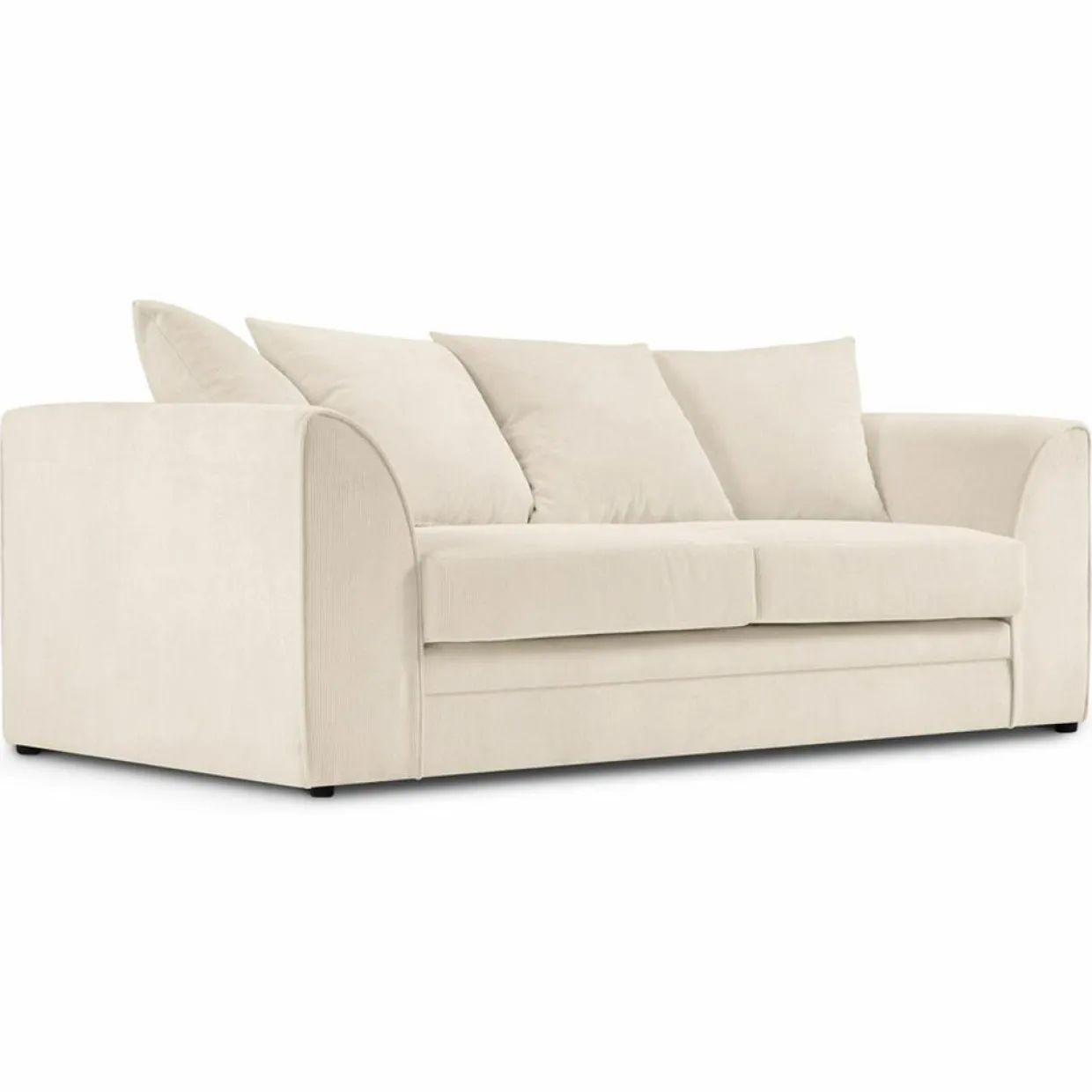 Canapé Quince Velours côtelé 3 Places beige clair - 182x92x80 cm-Mazzini Sofas Clearance