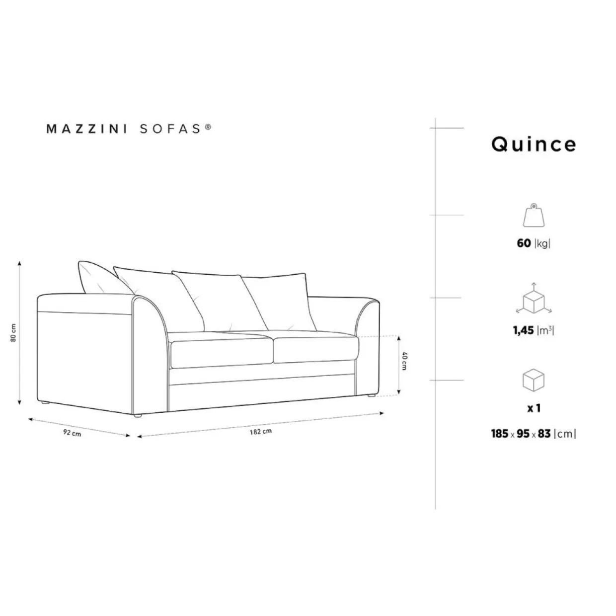 Canapé Quince Velours côtelé 3 Places beige clair - 182x92x80 cm-Mazzini Sofas Clearance